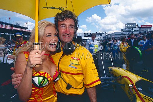 Eddie Jordan and Jordan Babe, GP England, 1997.jpg