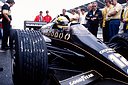 Senna, Lotus Renault, Bandentest GP Zandvoort 1985.jpg